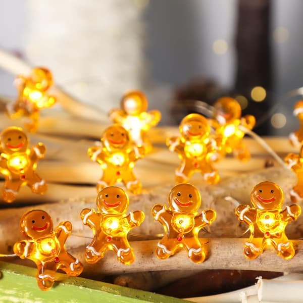 Christmas Decoration Gingerbread Man, 3 Meter 30 LED String Lights, with Remote Control, Suitable for Christmas Decorations.