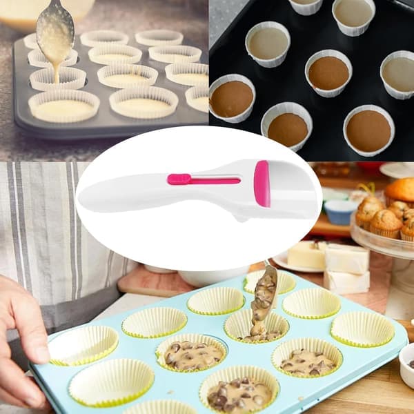 Muffin Batter Spoon, Muffin Batter Scoop with Push Button, Baking Spoon for Baking, Pastries and Cake Decoration