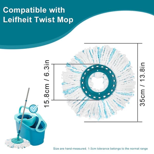 3-pakning for Leifheit/Liffy Spin Mop Erstatningspute Mikrofiber Våt- og Tørrmopphode Tilbehør