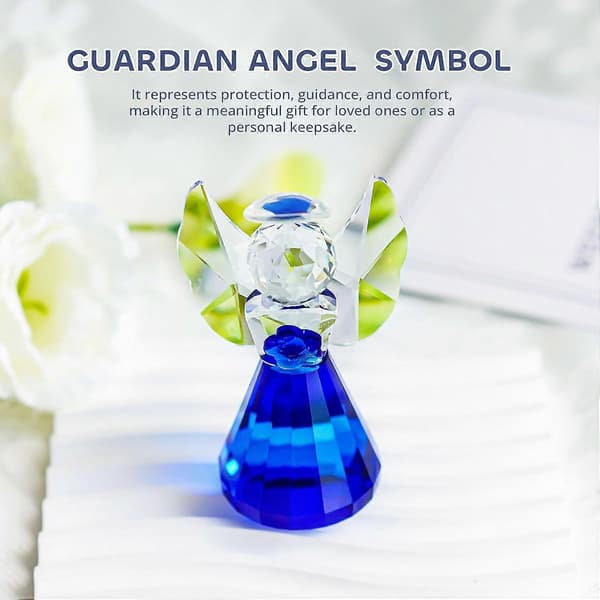 Blå Krystal Engelfigur, Glas Skytsengel Statue Gaver til Kvinder, Kunst Samlerobjekter til Boligindretning blue