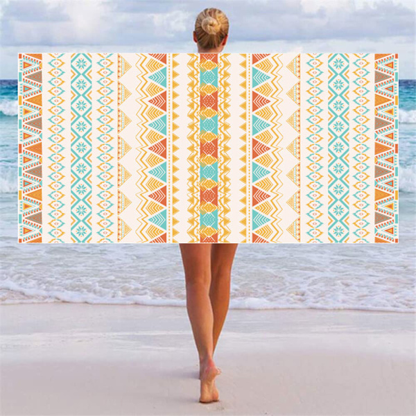 1 st fint fiber dubbelt frotté strandhandduk tryckt strandhandduk simning solskydd sjal