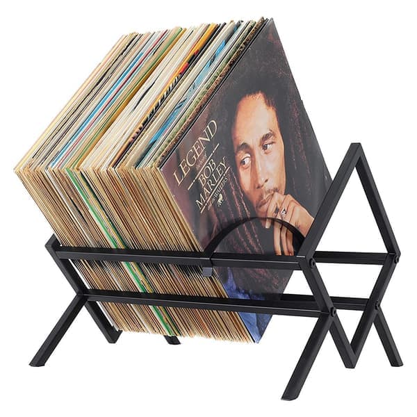 Vinylpladeopbevaring - Mat sort vinylpladeholder 80 til 10