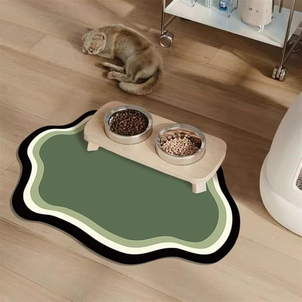 Kæledyrsfodermåtte – Vandtæt og skridsikker fodermåtte til hunde og katte, hurtigtørrende skålmåtte, velegnet til katte og hunde, grøn, 60 x 90 cm