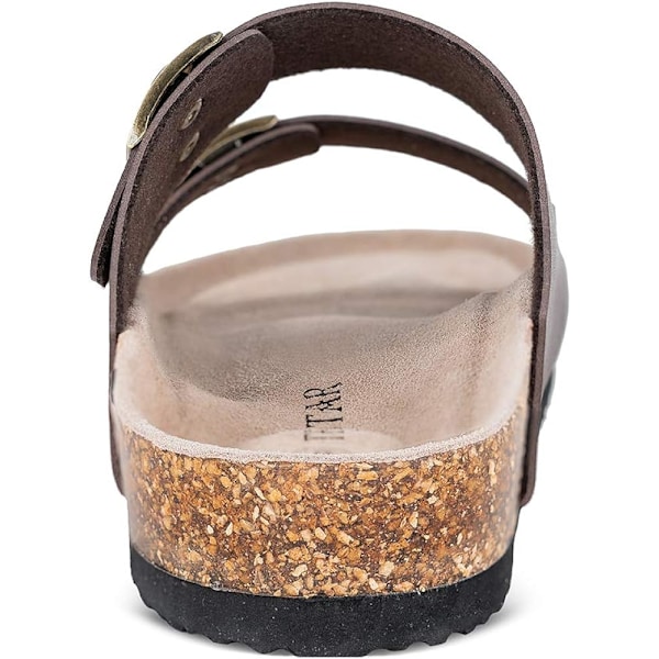 Herr Slip On Flat Casual Cork Sandaler med 2-remsspänne, Läder Cork Slide Arizona Sandaler för Män