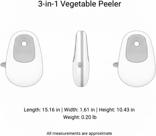 Stainless Steel 3-in-1 Vegetable Peeler with PP Handle for Peeling, Slicing, and Julienne Shredding