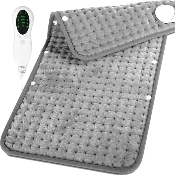 Elektrisk varmeteppe 50x100cm med 10 temperaturinnstillinger og 3-trinns timer, knappdesign