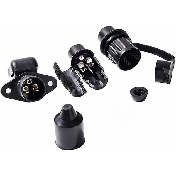 Pin Socket and 3-Pin Plug, for 12V Trailer Waterproof 3-Pin Plug Male Female Connector, 3-Pin Socket, (1pc) Cisea