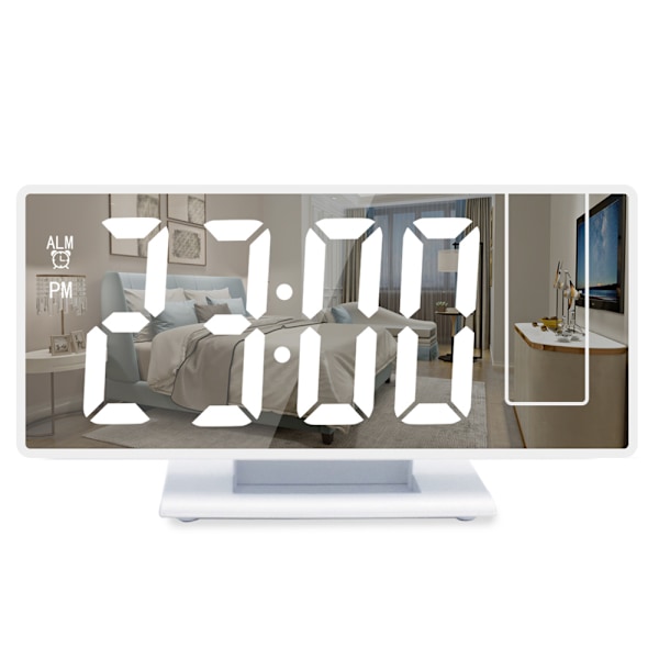 Digital väckarklocka, projektionsväckarklocka för tunga sovare, digital klocka för sovrum med stor LED-skärm, 12/24H, USB-laddningsport, snooze,