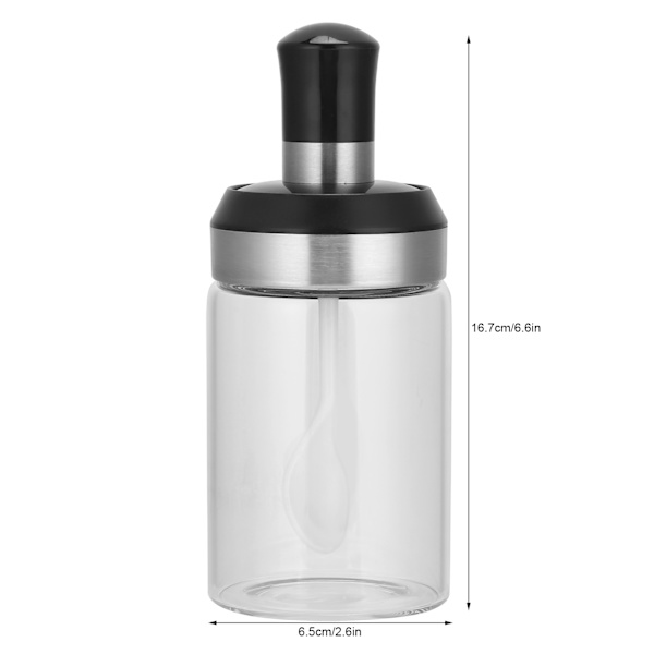 Kryddflaska Transparent Glas Salt Socker Kryddbehållare Flaska med Sked Kökstillbehör