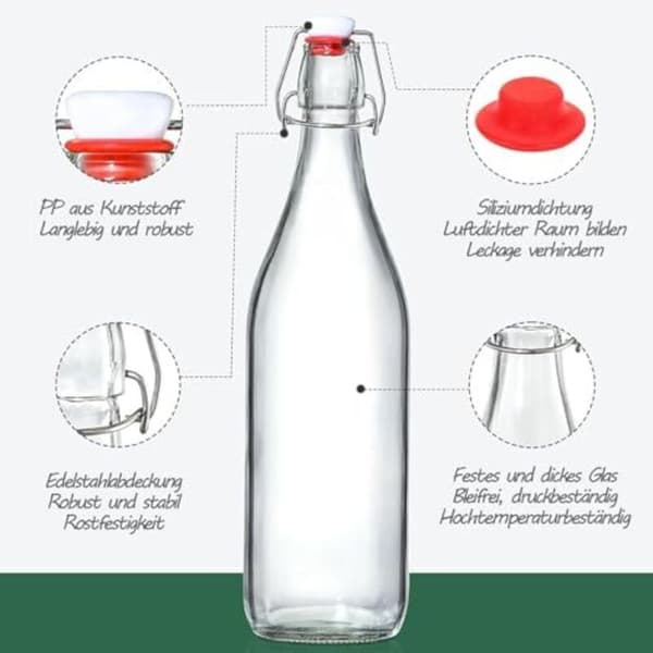 250 ml glass bottles, 10-pack, with mechanical stopper, ideal for filling with fruit juice and lemonade.