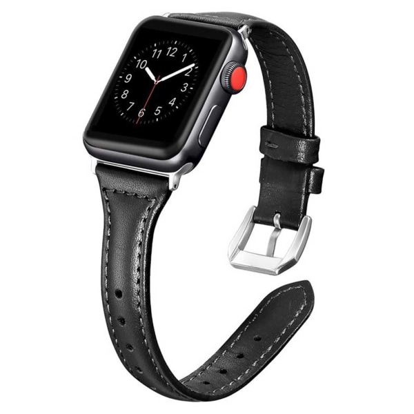 Läderband kompatibla med Apple Watch, Watch tunt armband för iWatch Series 5/4/3/2/1 38-40 mm svart