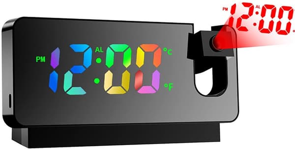LED Projection Digital Alarm Clock, 360° Rotating Projection, Temperature Display and Memory Function, Suitable for Bedroom and Living Room Decoration.