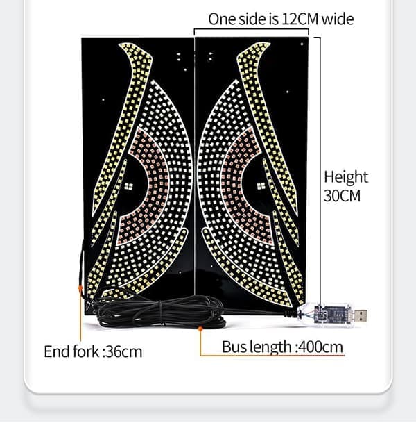 Dynamiska Demon Eye LED Vindruteljus - USB-styrda Dekorationsljus för Lastbil/Bil med Tryckknapp (Vit) Vit White