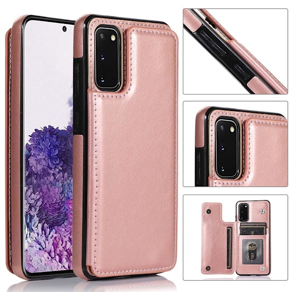 Samsung Galaxy S20 FE - Praktiskt Effektfullt Skal med Kortfack Roséguld Roséguld