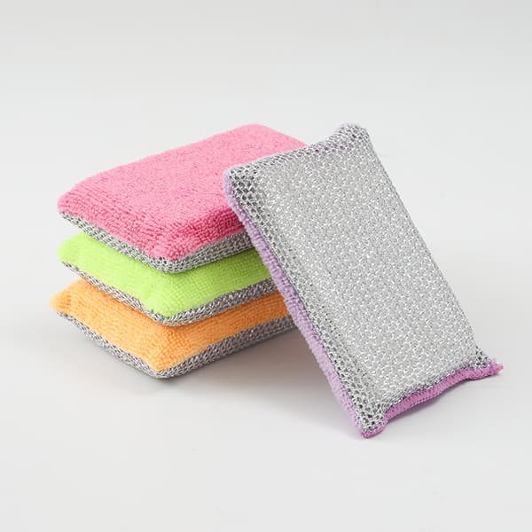 4 mikrofiber dobbelte køkkensvampe – blød og ru side til rengøring af hele køkkenet