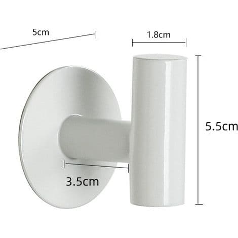 Self-Adhesive Hooks, SUS 304 Stainless Steel Bathroom Towel Holder, No Drilling Required, Rustproof, White