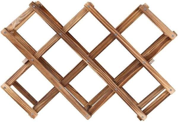 This freestanding stackable wine rack unit is suitable for countertops and cabinets and features a foldable design. One size fits all.