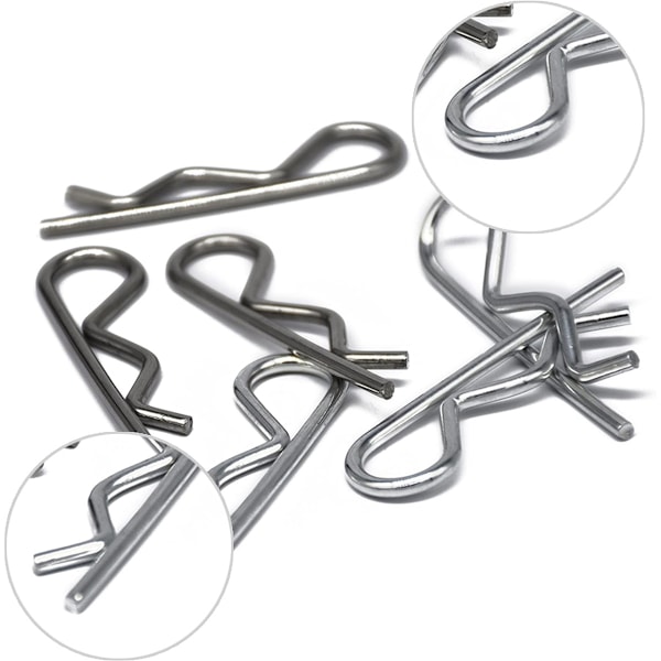 100 st Splintkilar Sortiment Kit, R-klämmor Split Splintkilar Splint Fjäder Hitch Splint för Användning på Hitch Pin Låssystem, Heavy Duty Zink