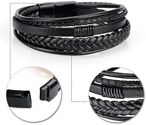 Men's Multi-Strand Brown Leather Braided Everyday Bracelet