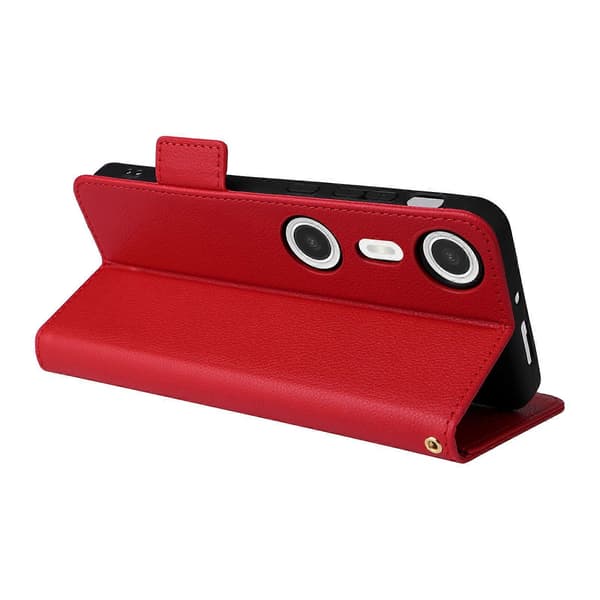 For XREAL Beam Pro Case Litchi Texture PU Leather Wallet Flip Phone Case Red