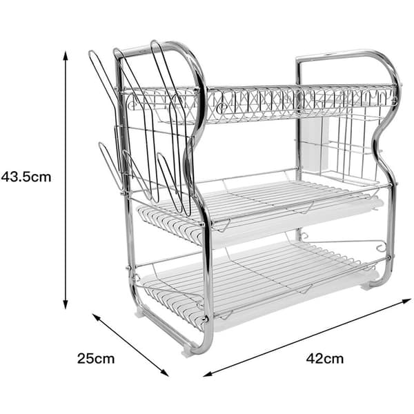 DISKSTÄLL I ALUMINIUM OCH PLAST-E + bricka 49x36 silverEdish diskställ, diskställ-förvaringsställ