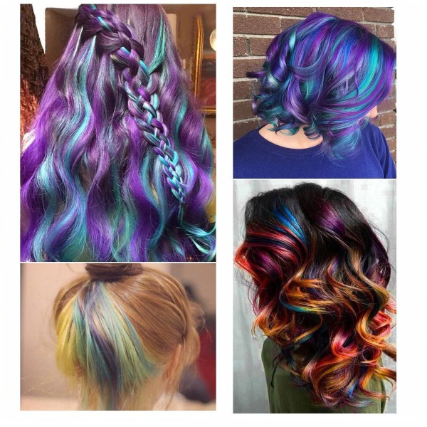 6 färger hårkritkam för flickor, barn, tillfälligt ljus hårfärg, tvättbar hårfärgskrita för flickor Party Cosplay