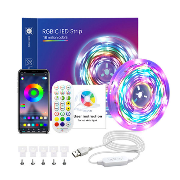 Appstyrd Smart WiFi RGB LED-slinga - 10 meter med remote