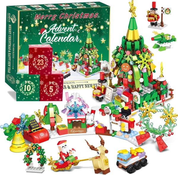Christmas Countdown Hand-Tear Blind Box Calendar Three-Layer Building Blocks Children's DIY Creative Toys B B