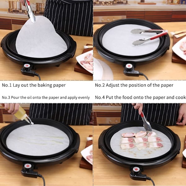 Bakplåtspapper, set om 100, non-stick bakplåtspapper för kakform, brödrost, tortilla press och så vidare