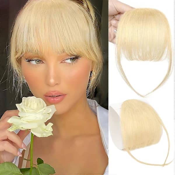 Luggs Bangs, 100% Real Human Hair, Thin Bangs, Clip-on Air Bangs for Women, Curved Bangs Light Brown