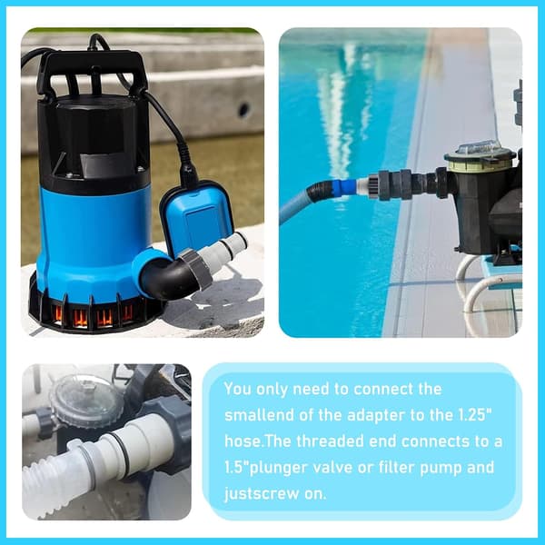 Sæt med 2 poolslangeadaptere - Adapter til poolslanger med 32 og 38 mm diameter - Med indvendigt gevind