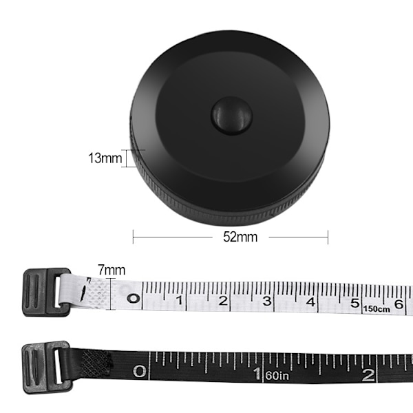 Mjukt måttband Retractable Measuring för kroppstyg Sömnad Skräddare Tyg Stickning Hantverk Viktminskning Mått Retractable  Måttband Kropp