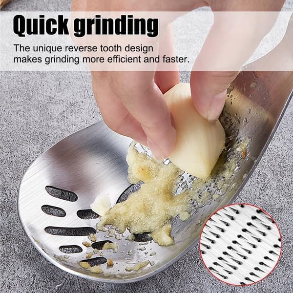 304 Stainless Steel Multifunctional Grating Spoon - Reverse Grating Design Garlic Ginger Press Tool for Home Kitchen