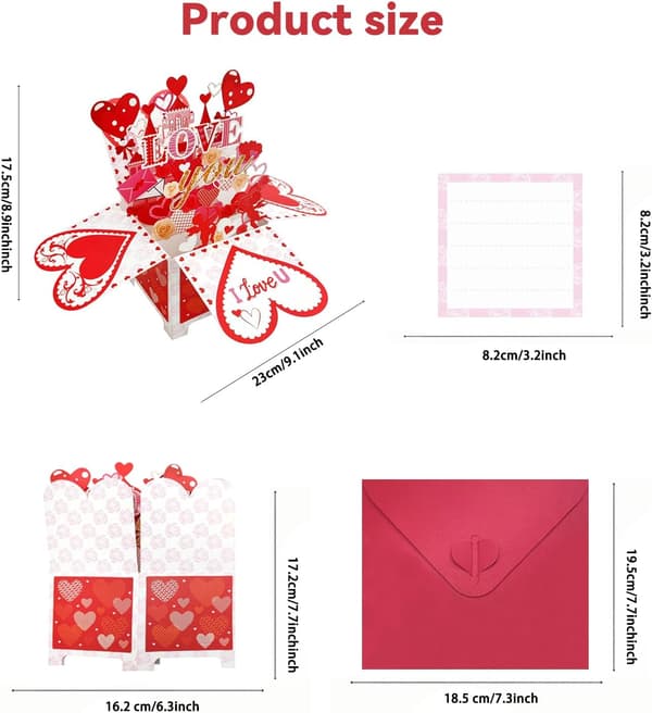 3D Pop Up Romantisk Kort, Perfekt for Valentinsdag Bryllupsdag og Bursdag, Hjertevarm Gave til Kjæreste Mann Kone Menn Kvinner
