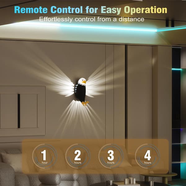 Bald Eagle Wall Lamp American Eagle Night Light Magnetic Wall Mounted Eagle Lamp for Bedroom Living Room Hallway Detachable Rechargeable Eagle Lamp