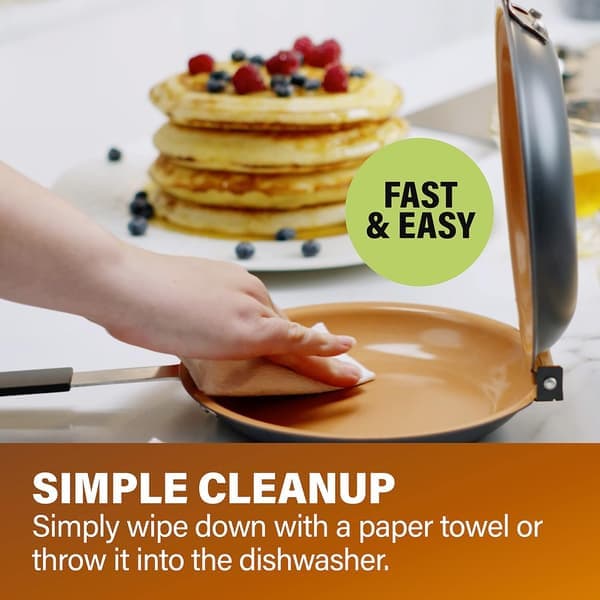 Double-Sided Frying Pan, the Perfect Pancake Maker – Ceramic Non-Stick Copper Easy Flip Pancake Griddle for Fluffy Pancakes, Omelet Maker