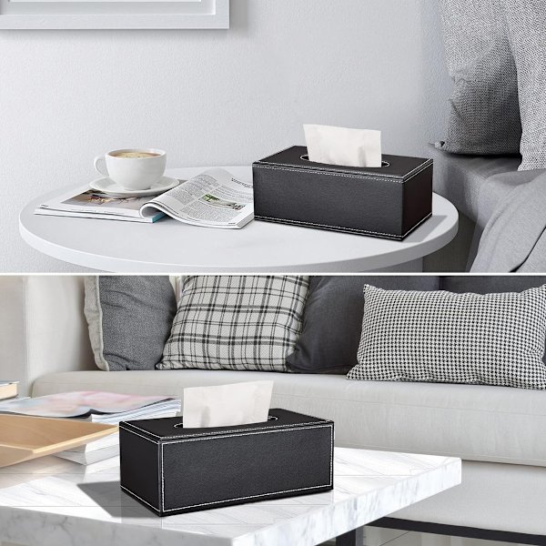 Rektangulär servettlådehållare i PU-läder, servettlådehållare i rektangulär form, Kleenex-lådeöverdrag för dekoration av hem/kontor/bil