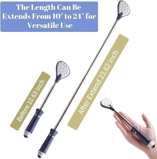 Adjustable Back Scratcher - Back Scratcher for Adults - Back Scratcher - Extendable - Relieves Itching - Portable Lightweight - Black