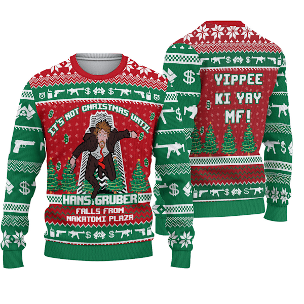 Hans Gruber Fall Nakatomi Plaza Die Hard Jultröja Present Tomte Jultröja Herrar 3D Tröja XL XL