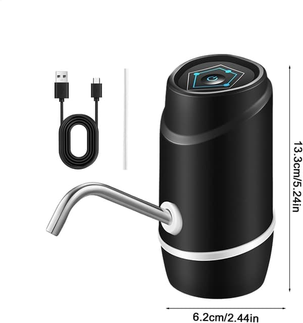 Elektrisk vattendispenser, 5 gallon bärbar pump, USB-laddningsfontän, en-tryckspump, idealisk för utomhusbruk, camping, kök