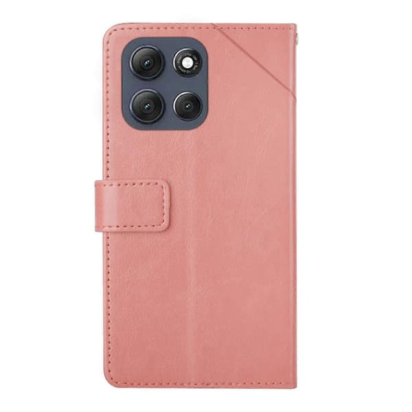 For Motorola Moto G56 5G HT01 Y-shaped Patterned Flip Leather Case Pink