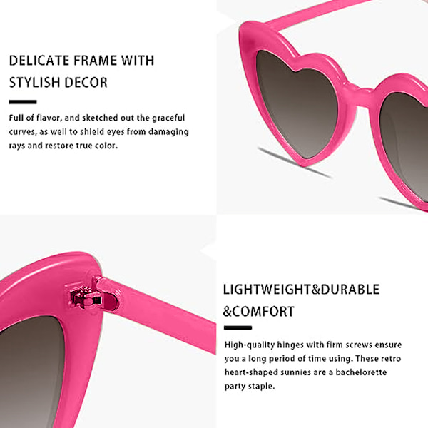 3 st hjärtformade solglasögon för kvinnor Trendiga retro Cat Eye solglasögon Present Idé Glasögon Trendiga för kvinnor Estetiska