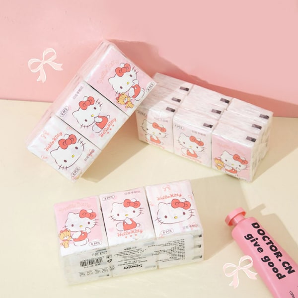 9 st Tissue Kawaii Cartoon Printed Näsduk e Girl Portable A4 A4