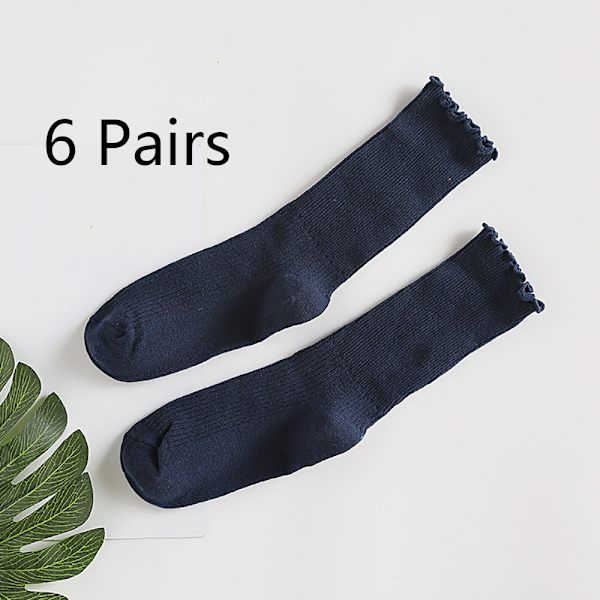 Damstrumpor. Volang Turn-Cuff Casual Ankle Socks Andas Cool Knit Cotton Lettuce Crew Frilly Sock 3 Pack