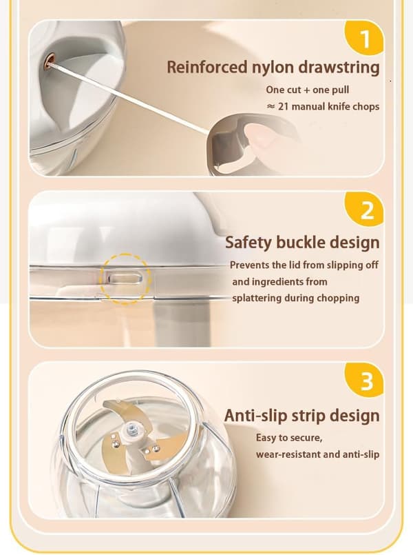 Food Processor Vegetable Chopper Manual, Portable Hand-Pulled Garlic Chopper Onion Mincer for Vegetables, Ginger, Fruits, Nuts Kitchen Cooking, 900ml