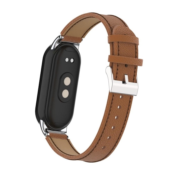 Xiaomi Smart Band 9/8 Armband Äkta Läder Litchi Brun