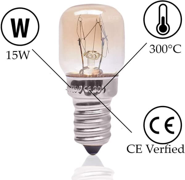 3-pack light bulbs for ovens and refrigerators, small E14 15W <300°C dimmable dwarf bulbs for ovens, Himalayan salt