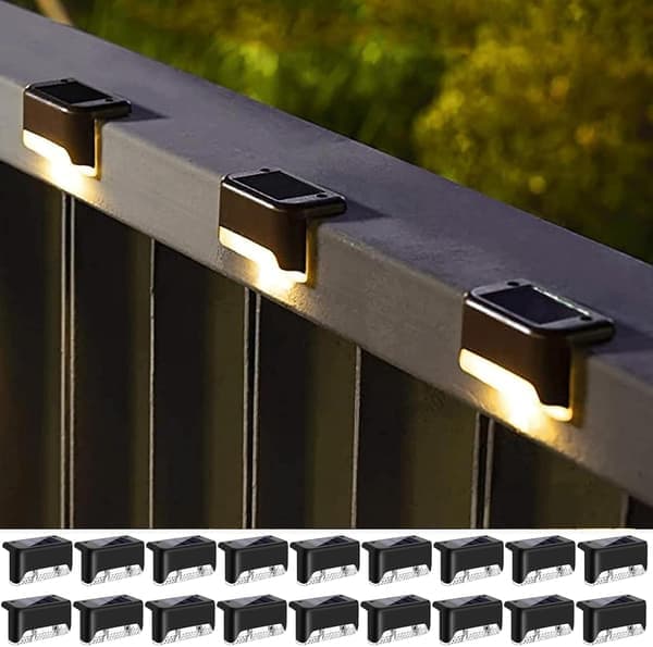18-pakning solcellelamper for utendørs bruk, vanntette LED-solcellelamper for trapper, gjerder, hage, uteplass og gangvei