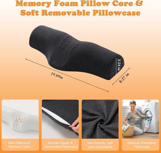 Pillow - Cervical Neck Pillow for Sleep - Ergonomic Design with Neck Support - Suitable for Back and Side Sleepers - Black