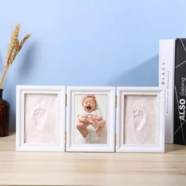 Baby Fotavtryck Handavtryck Nyfödd Minnesmärke Vit